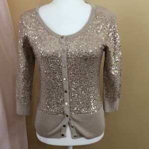 WHBM tan sequined sweater. Size xs